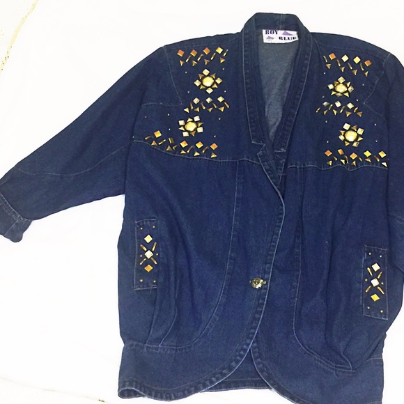 »—Coachella—» Stylish Metal Studded Denim Jacket w/Oversized Fit Vintage - Picture 3 of 16